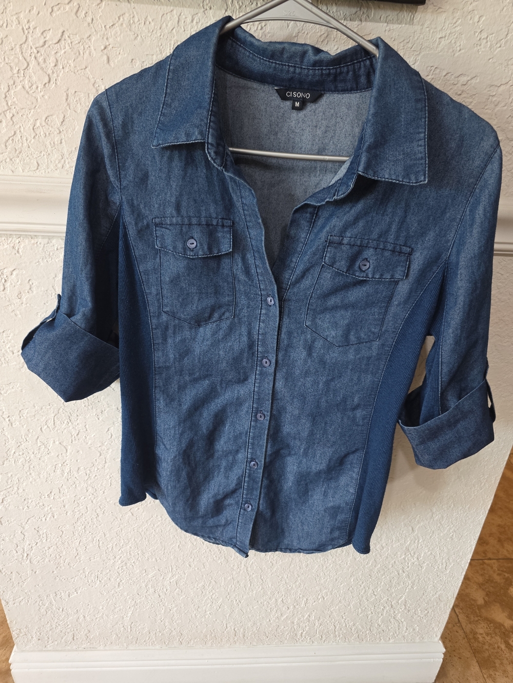 Ci Sono Dark Blue Denim Button-Up Shirt - Picture 5 of 8